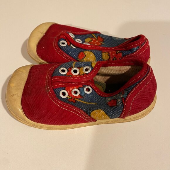 Vintage Toddler Shoes‎ No Laces - Red & Blue Pattern - 5x2 - Picture 5 of 5